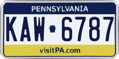 PA license plate KAW6787