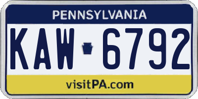 PA license plate KAW6792