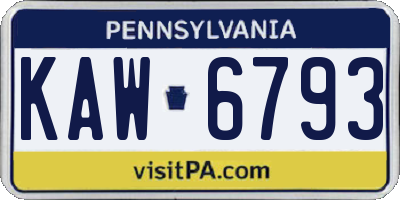 PA license plate KAW6793