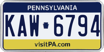 PA license plate KAW6794