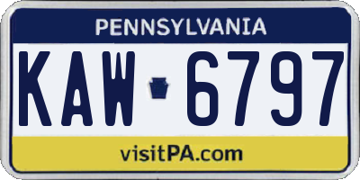 PA license plate KAW6797