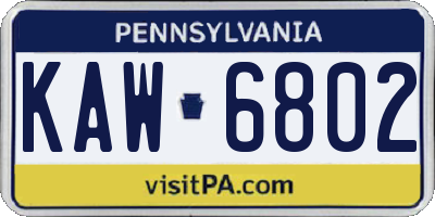 PA license plate KAW6802