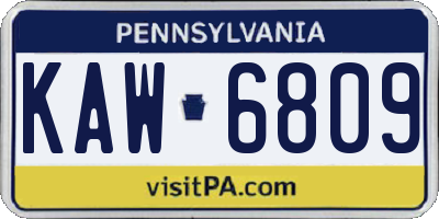 PA license plate KAW6809