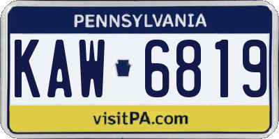 PA license plate KAW6819