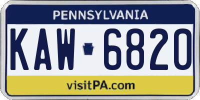 PA license plate KAW6820