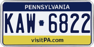 PA license plate KAW6822