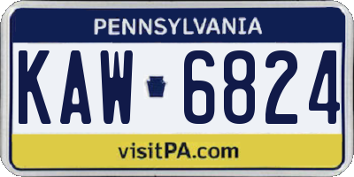 PA license plate KAW6824