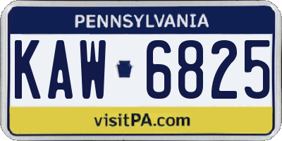 PA license plate KAW6825