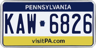 PA license plate KAW6826