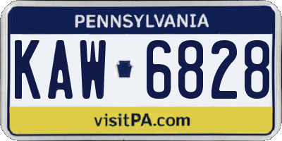 PA license plate KAW6828