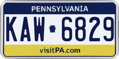 PA license plate KAW6829