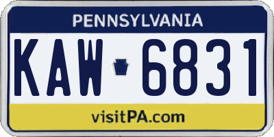 PA license plate KAW6831