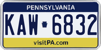 PA license plate KAW6832