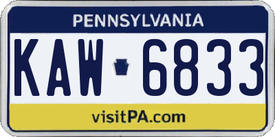 PA license plate KAW6833