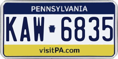 PA license plate KAW6835