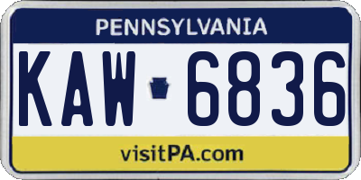 PA license plate KAW6836