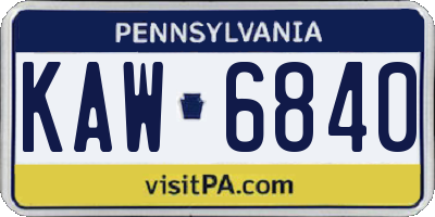 PA license plate KAW6840