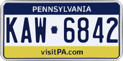 PA license plate KAW6842