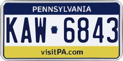 PA license plate KAW6843