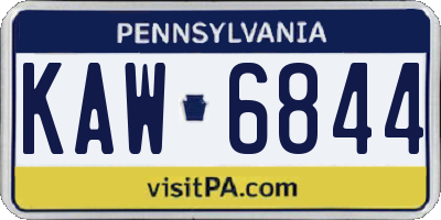 PA license plate KAW6844