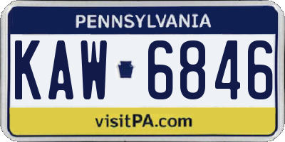 PA license plate KAW6846