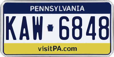 PA license plate KAW6848