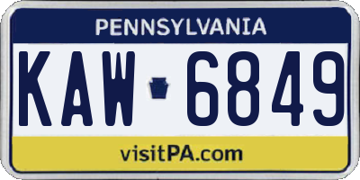 PA license plate KAW6849