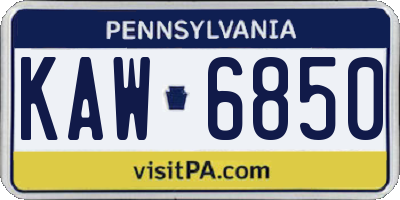 PA license plate KAW6850