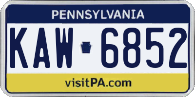 PA license plate KAW6852