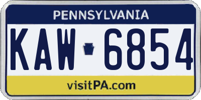 PA license plate KAW6854