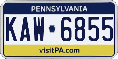 PA license plate KAW6855