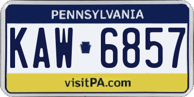 PA license plate KAW6857