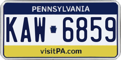 PA license plate KAW6859