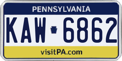 PA license plate KAW6862