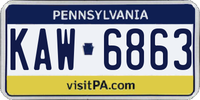 PA license plate KAW6863