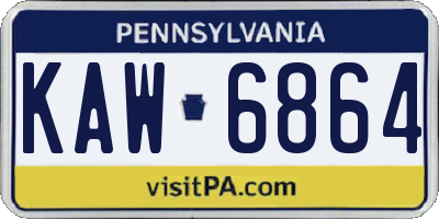PA license plate KAW6864