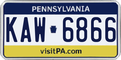 PA license plate KAW6866