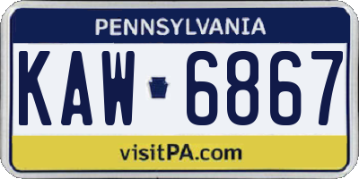 PA license plate KAW6867