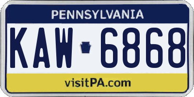 PA license plate KAW6868