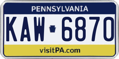 PA license plate KAW6870