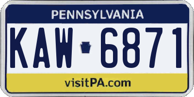 PA license plate KAW6871