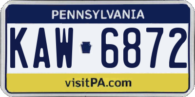 PA license plate KAW6872