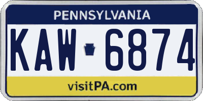 PA license plate KAW6874