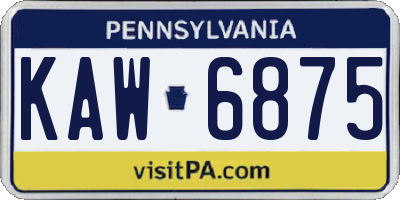 PA license plate KAW6875