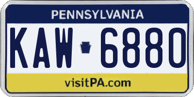 PA license plate KAW6880