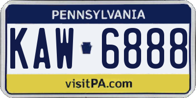 PA license plate KAW6888