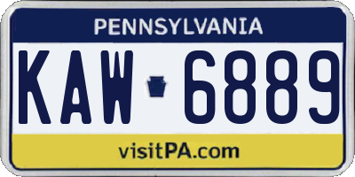 PA license plate KAW6889