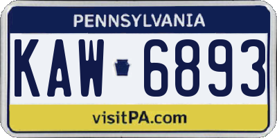 PA license plate KAW6893