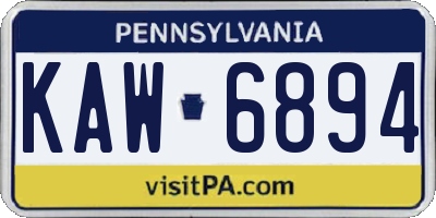 PA license plate KAW6894
