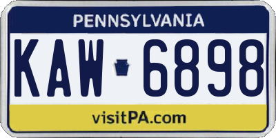 PA license plate KAW6898